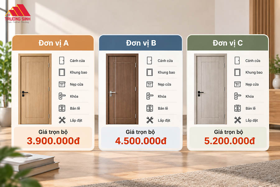 So sánh giá cửa giữa các đơn vị